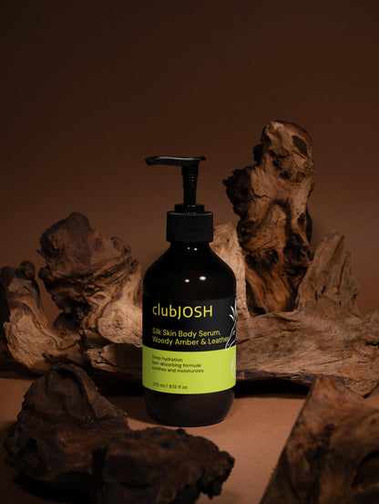clubJOSH Silk Skin Body Serum, Woody Amber & Leather