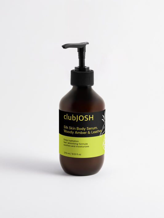 clubJOSH Silk Skin Body Serum, Woody Amber & Leather
